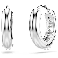 Matrix hoop earrings, Round cut, White, Rhodium plated by SWAROVSKI