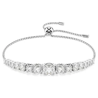 Matrix Tennis bracelet, Gradient of round cuts, White, Rhodium plated by SWAROVSKI