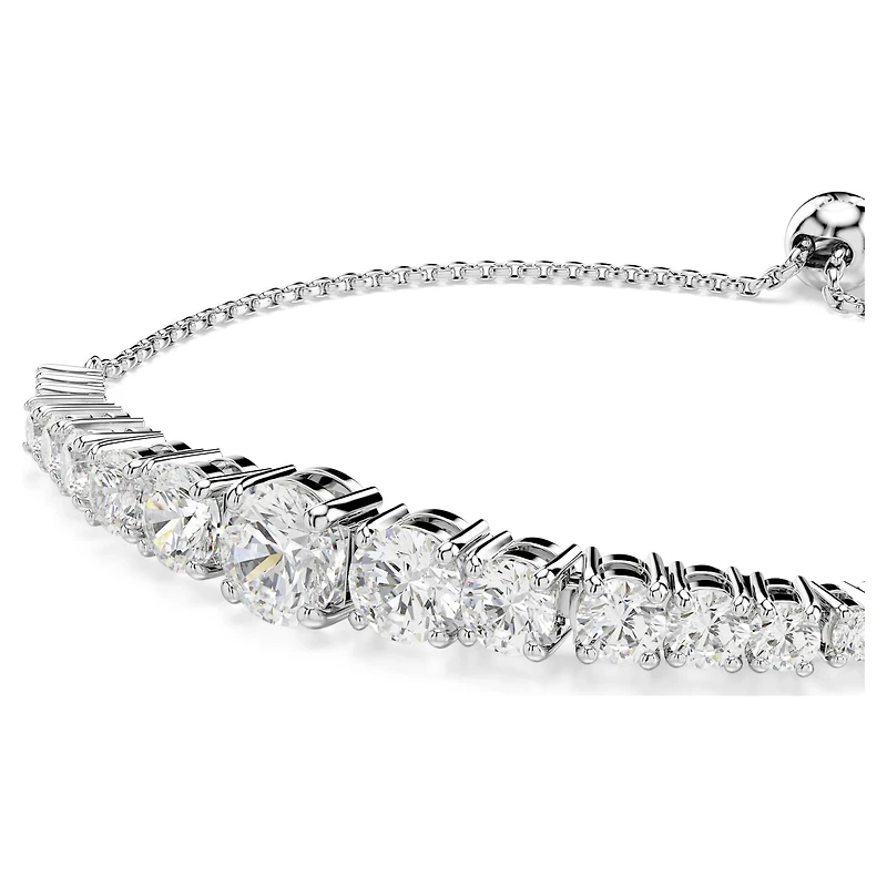 Matrix bracelet, Gradient of round cuts, White, Rhodium plated by SWAROVSKI