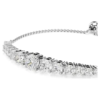 Matrix Tennis bracelet, Gradient of round cuts, White, Rhodium plated by SWAROVSKI