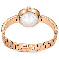 Matrix bangle watch, Swiss Made, Crystal bracelet, Green, Champagne gold-tone finish by SWAROVSKI