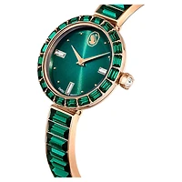 Matrix bangle watch, Swiss Made, Crystal bracelet, Green, Champagne gold-tone finish by SWAROVSKI
