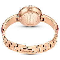 Matrix bangle watch, Swiss Made, Crystal bracelet, Red, Rose gold-tone finish by SWAROVSKI