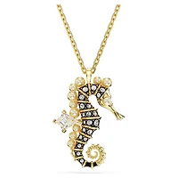 Idyllia pendant, Crystal pearls, Seahorse, White, Gold-tone plated by SWAROVSKI