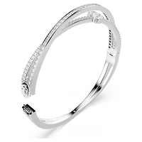 Hyperbola bangle, Mixed cuts, White, Rhodium plated by SWAROVSKI