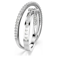 Hyperbola ring, Mixed cuts, White, Rhodium plated by SWAROVSKI
