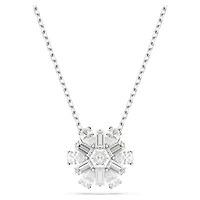 Idyllia pendant, Mixed cuts, Snowflake, White, Rhodium plated by SWAROVSKI
