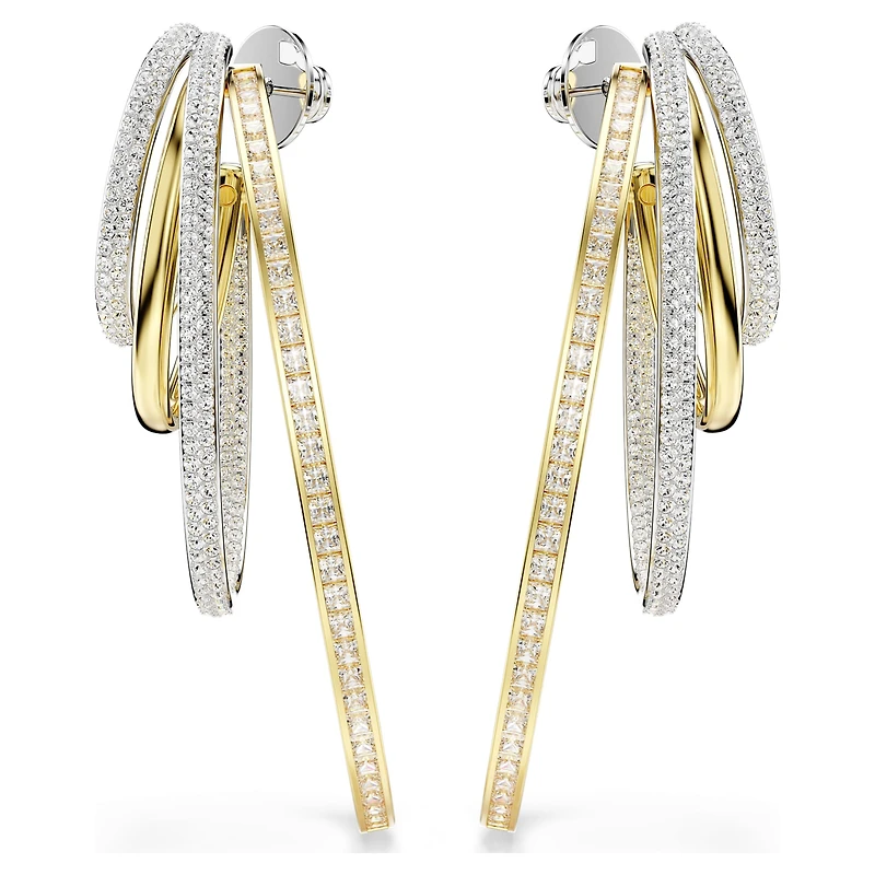 Hyperbola hoop earrings, Mixed cuts, Large, White, Mixed metal finish by SWAROVSKI