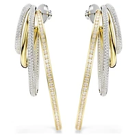 Hyperbola hoop earrings, Mixed cuts, Large, White, Mixed metal finish by SWAROVSKI