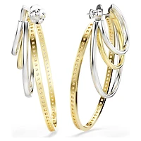 Hyperbola hoop earrings, Mixed cuts, Large, White, Mixed metal finish by SWAROVSKI