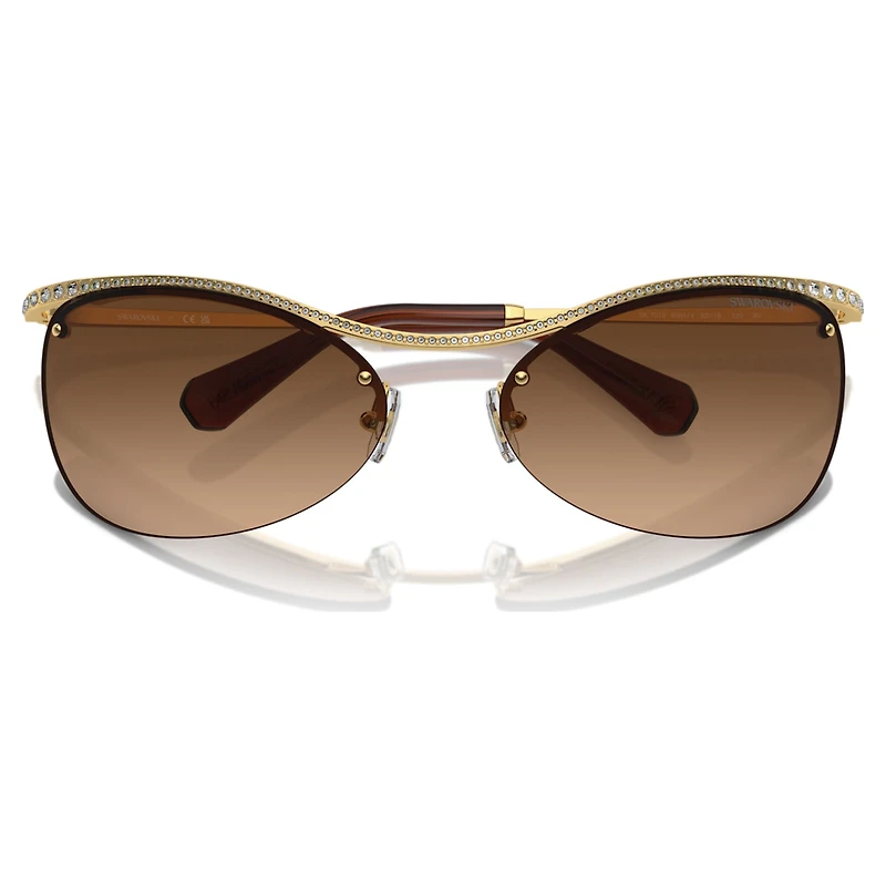 Sunglasses, Oval shape, SK7018, Brown by SWAROVSKI