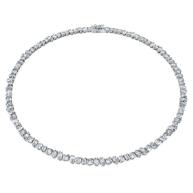 Galaxy Tennis necklace, Lab-grown diamonds 47.27 ct tw, Mixed shapes, 18K white gold by SWAROVSKI