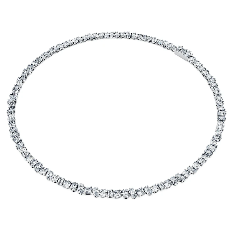 Galaxy Tennis necklace, Lab-grown diamonds 47.27 ct tw, Mixed shapes, 18K white gold by SWAROVSKI