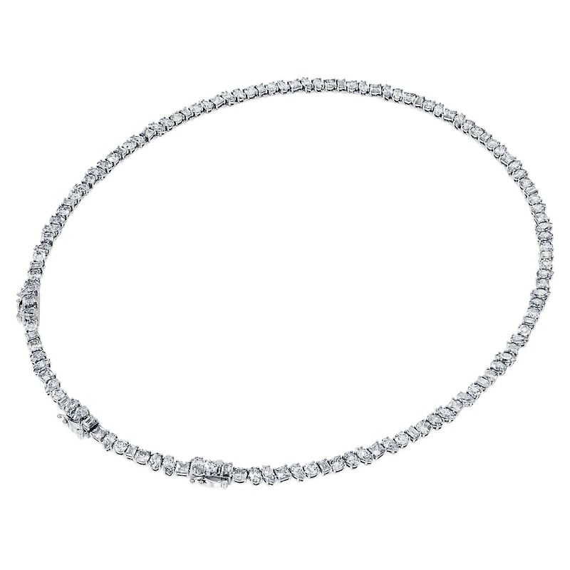 Galaxy Tennis necklace, Lab-grown diamonds 47.27 ct tw, Mixed shapes, 18K white gold by SWAROVSKI