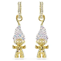 Good Luck Trolls drop earrings, Troll, White, Gold-tone plated by SWAROVSKI