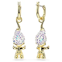 Good Luck Trolls drop earrings, Troll, White, Gold-tone plated by SWAROVSKI