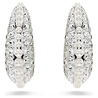Sublima drop earrings, Crystal pearl, Round cut, Small, White, Rhodium plated by SWAROVSKI