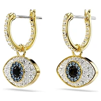 Symbolica drop earrings, Evil eye, Blue, 18K gold finish
