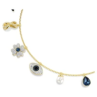 Symbolica choker, Crystal pearl, Moon, infinity, clover, evil eye and horseshoe, Blue, 18K gold finish