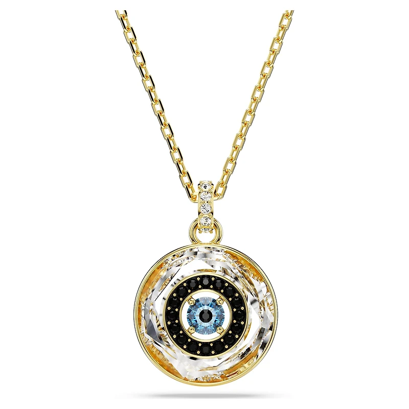 Symbolica pendant, Evil eye, Small, Multicolored, Gold-tone plated by SWAROVSKI