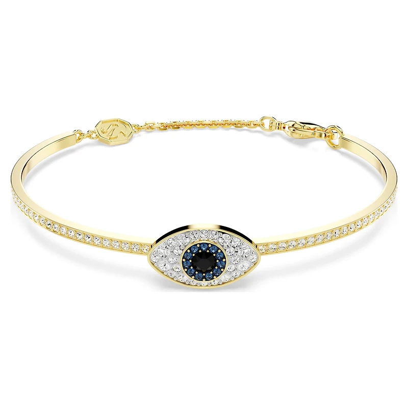 Symbolica bangle, Evil eye, Blue, 18K gold finish