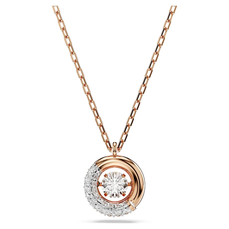 Dextera pendant, Round cut, White, 18K rose gold finish
