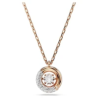 Dextera pendant, Round cut, White, 18K rose gold finish