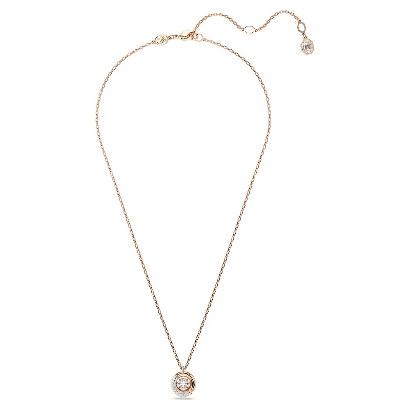 Dextera pendant, Round cut, White, 18K rose gold finish
