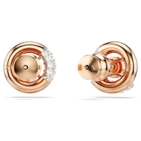 Dextera stud earrings, Round cut, White, 18K rose gold finish