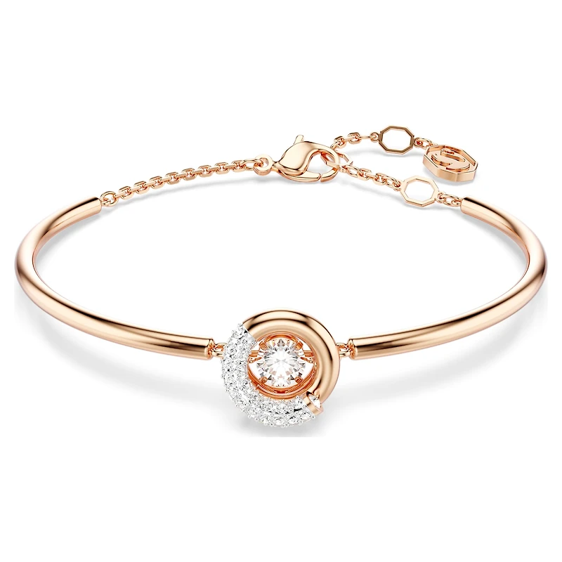 Dextera bangle, Round cut, White, 18K rose gold finish