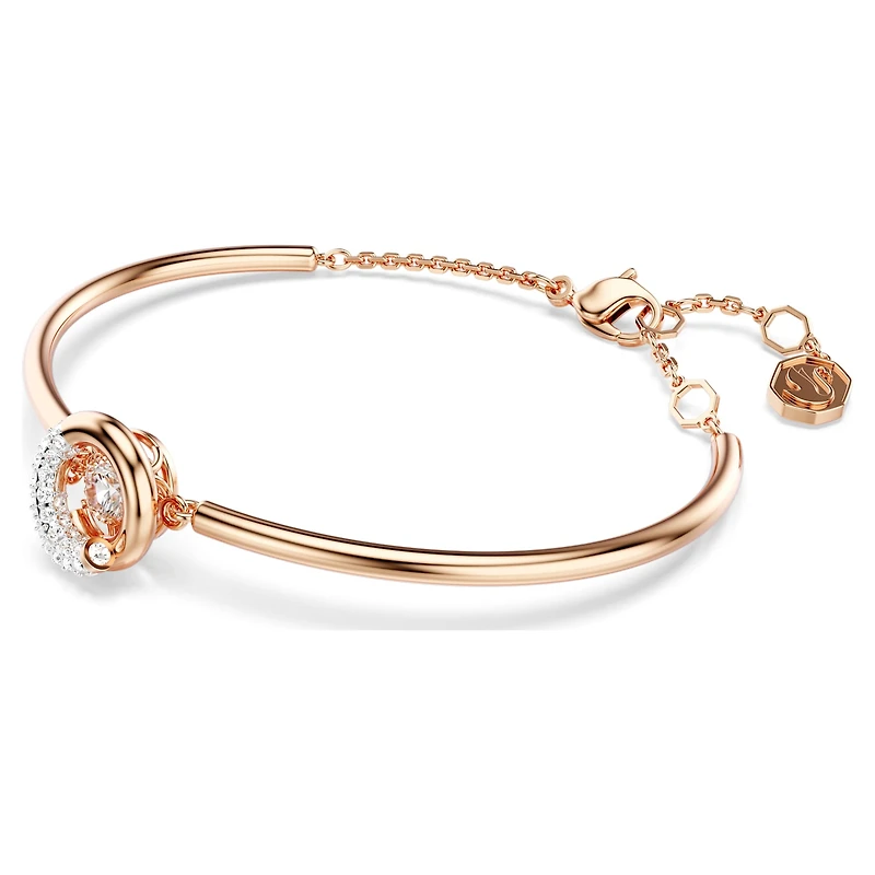 Dextera bangle, Round cut, White, 18K rose gold finish