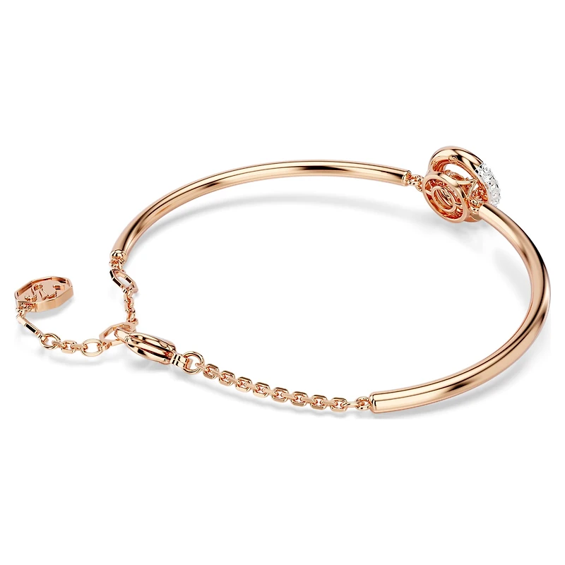 Dextera bangle, Round cut, White, 18K rose gold finish