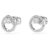 Constella stud earrings, Round cut, White