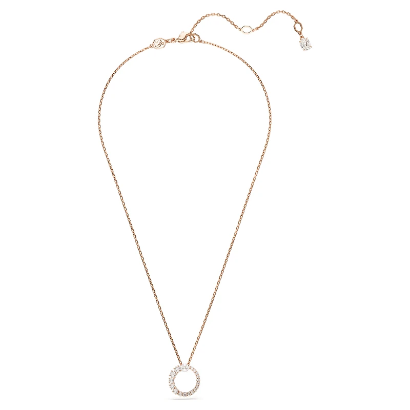 Matrix pendant, Crystal pearl, Round cut, White, 18K rose gold finish
