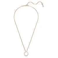 Matrix pendant, Crystal pearl, Round cut, White, 18K rose gold finish