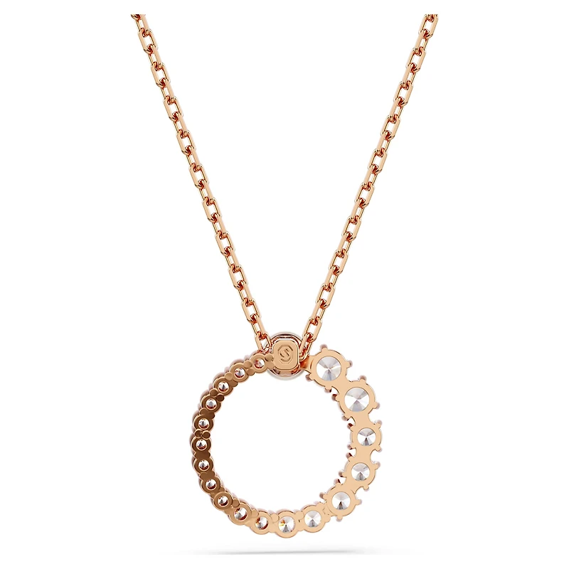 Matrix pendant, Crystal pearl, Round cut, White, 18K rose gold finish