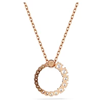 Matrix pendant, Crystal pearl, Round cut, White, 18K rose gold finish