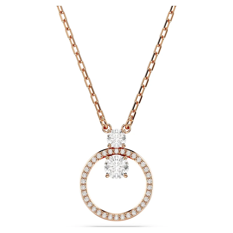 Constella pendant, Pavé, Round cut, White, 18K rose gold finish