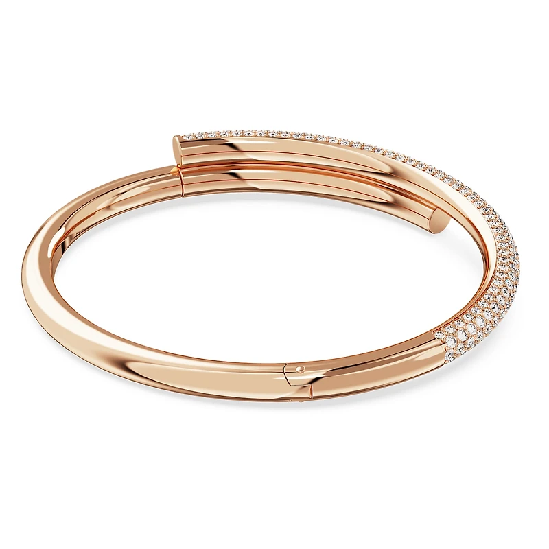 Dextera bangle, Magnetic closure, White, 18K rose gold finish
