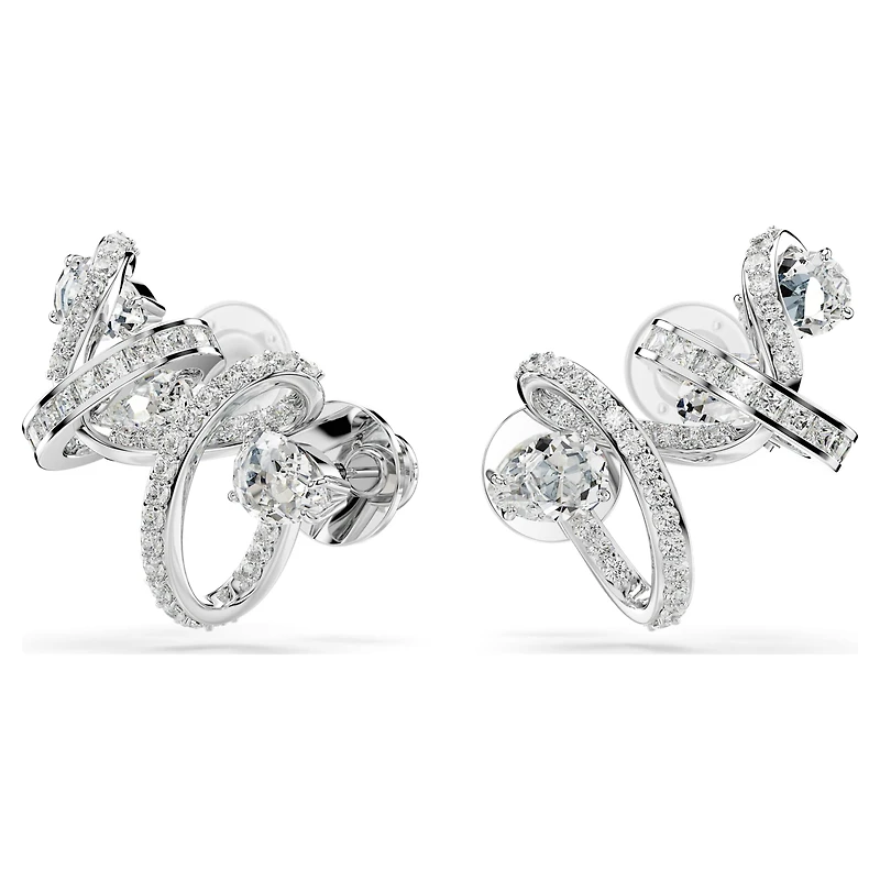 Hyperbola ear cuff, Mixed cuts, White, Rhodium plated by SWAROVSKI