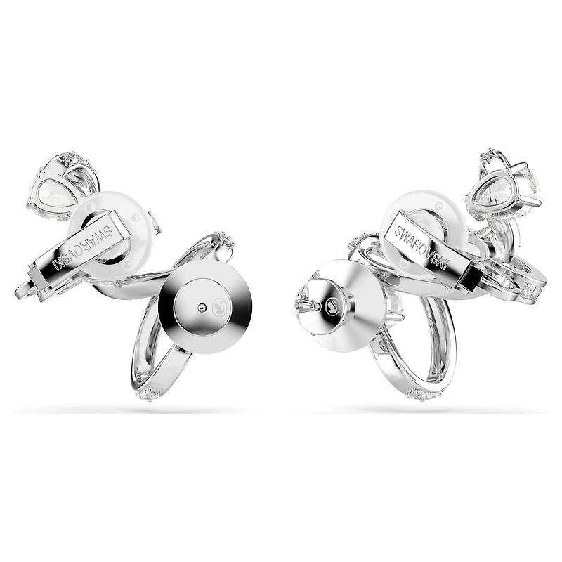 Hyperbola ear cuff, Mixed cuts, White, Rhodium plated by SWAROVSKI