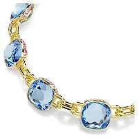 Chroma Tennis necklace, Cushion cut, Multicoloured, 18K gold finish