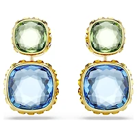 Chroma drop earrings, Cushion cut, Multicoloured, Gold-tone plated by SWAROVSKI