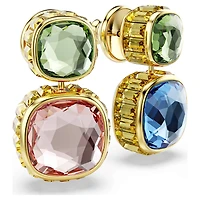 Chroma drop earrings, Cushion cut, Multicoloured, Gold-tone plated by SWAROVSKI