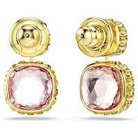 Chroma drop earrings, Cushion cut, Multicoloured, 18K gold finish