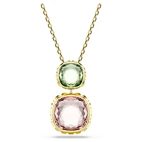 Chroma pendant, Cushion cut, Multicolored, Gold-tone plated by SWAROVSKI