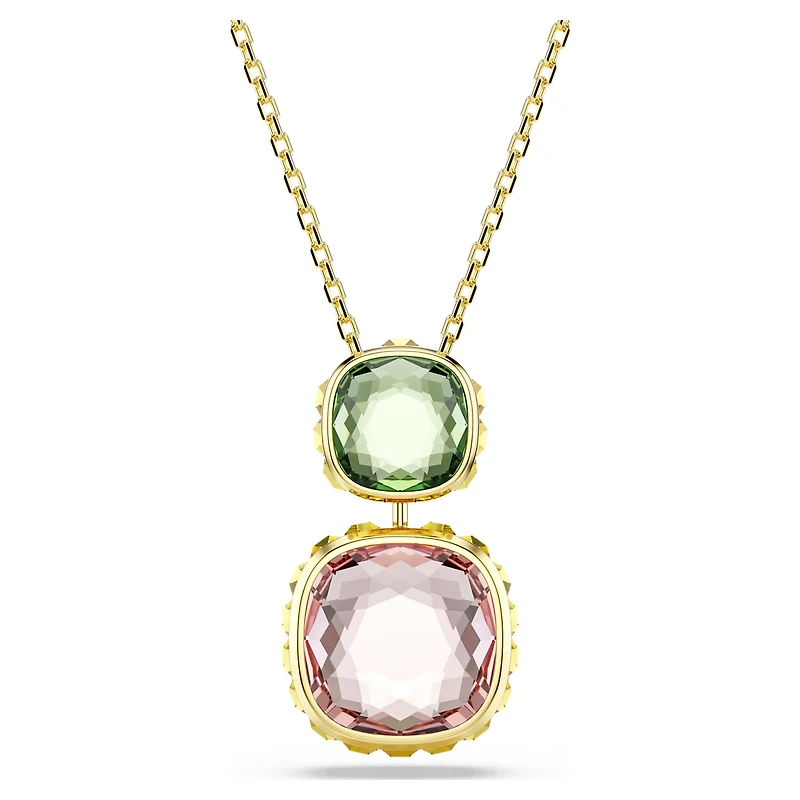Chroma pendant, Cushion cut, Multicoloured, 18K gold finish
