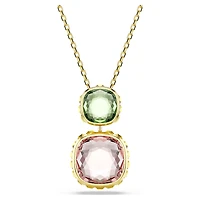 Chroma pendant, Cushion cut, Multicoloured, 18K gold finish