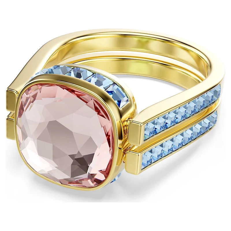 Chroma ring, Cushion cut, Multicoloured, 18K gold finish