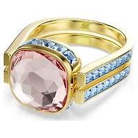 Chroma ring, Cushion cut, Multicoloured, 18K gold finish